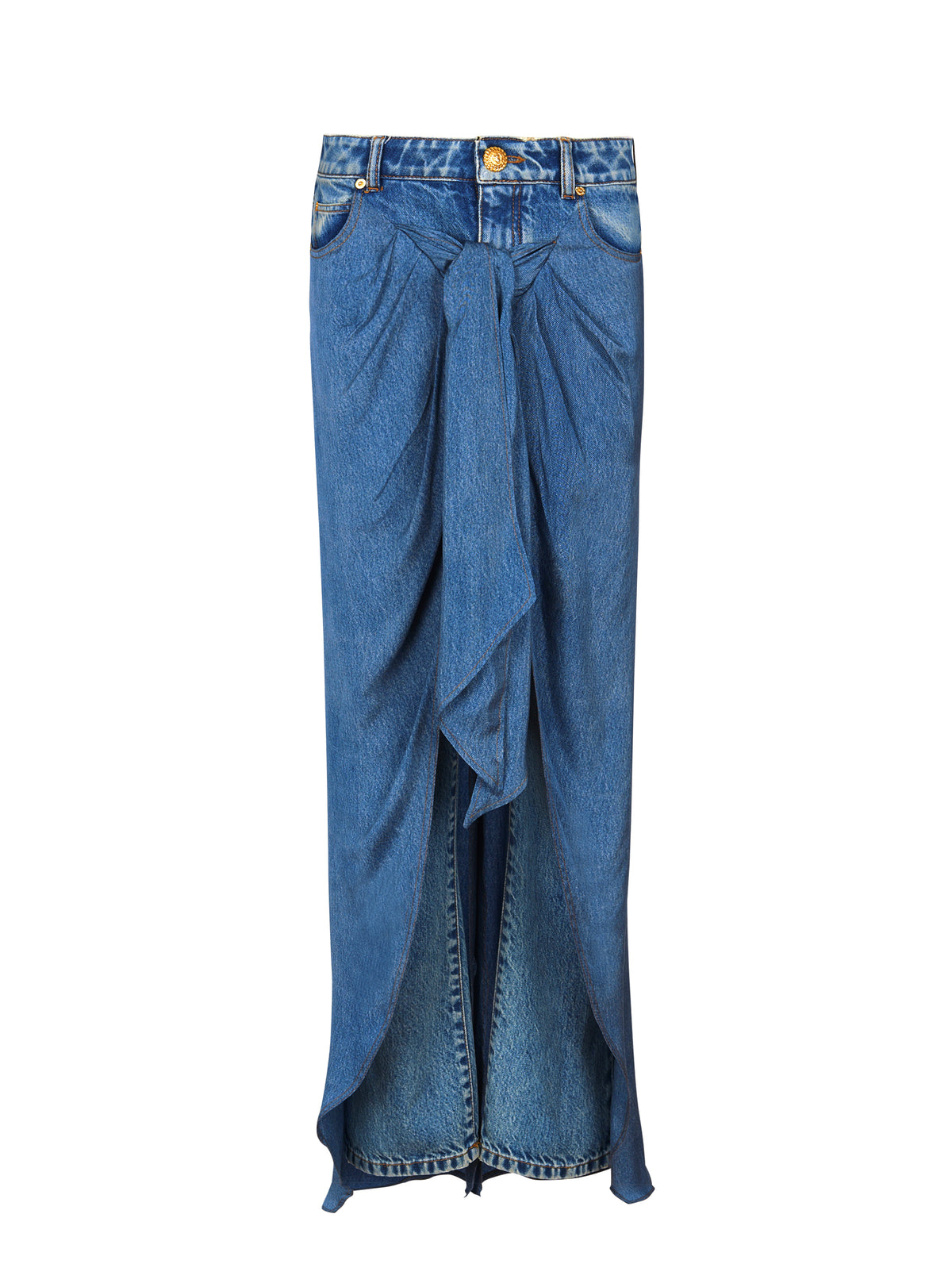 Denim trousers with draped skirt - Jean Blue