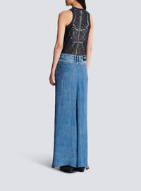 Denim trousers with draped skirt - Jean Blue