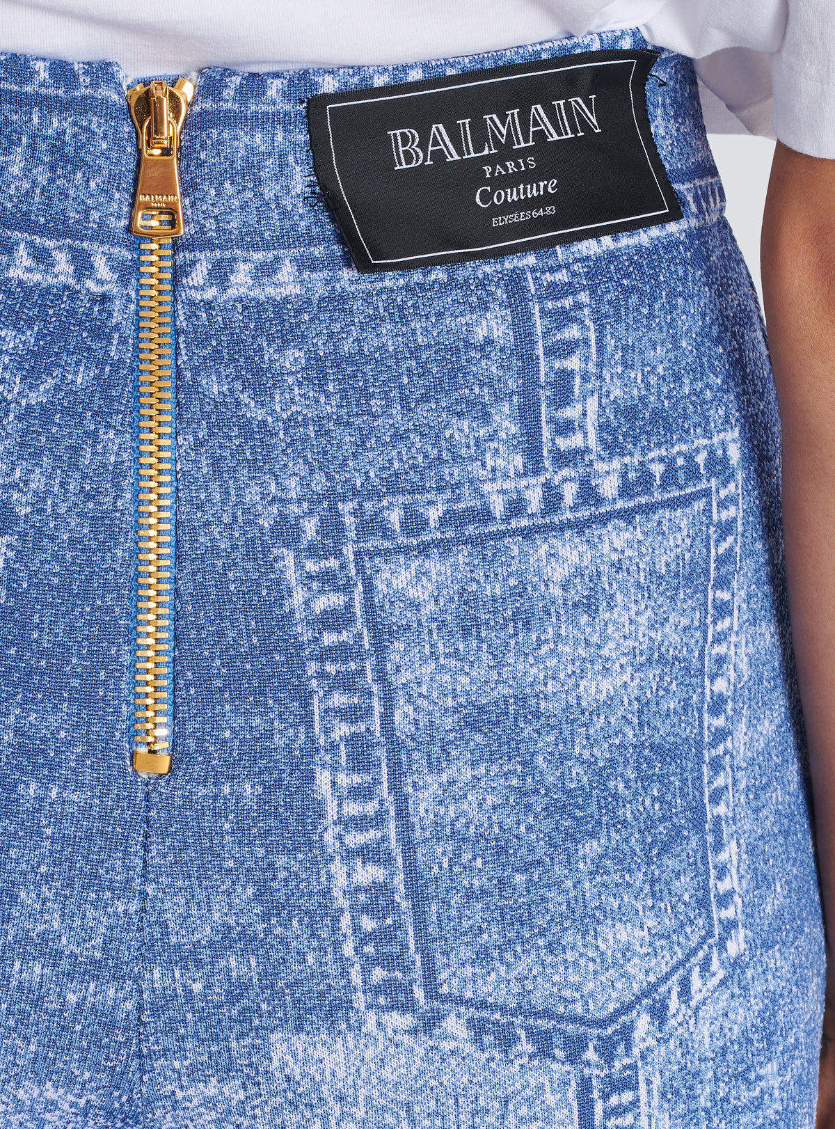 Legging en maille jacquard avec trompe-l'œil denim - Bleu Jean