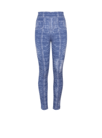 Legging en maille jacquard avec trompe-l'œil denim - Bleu Jean