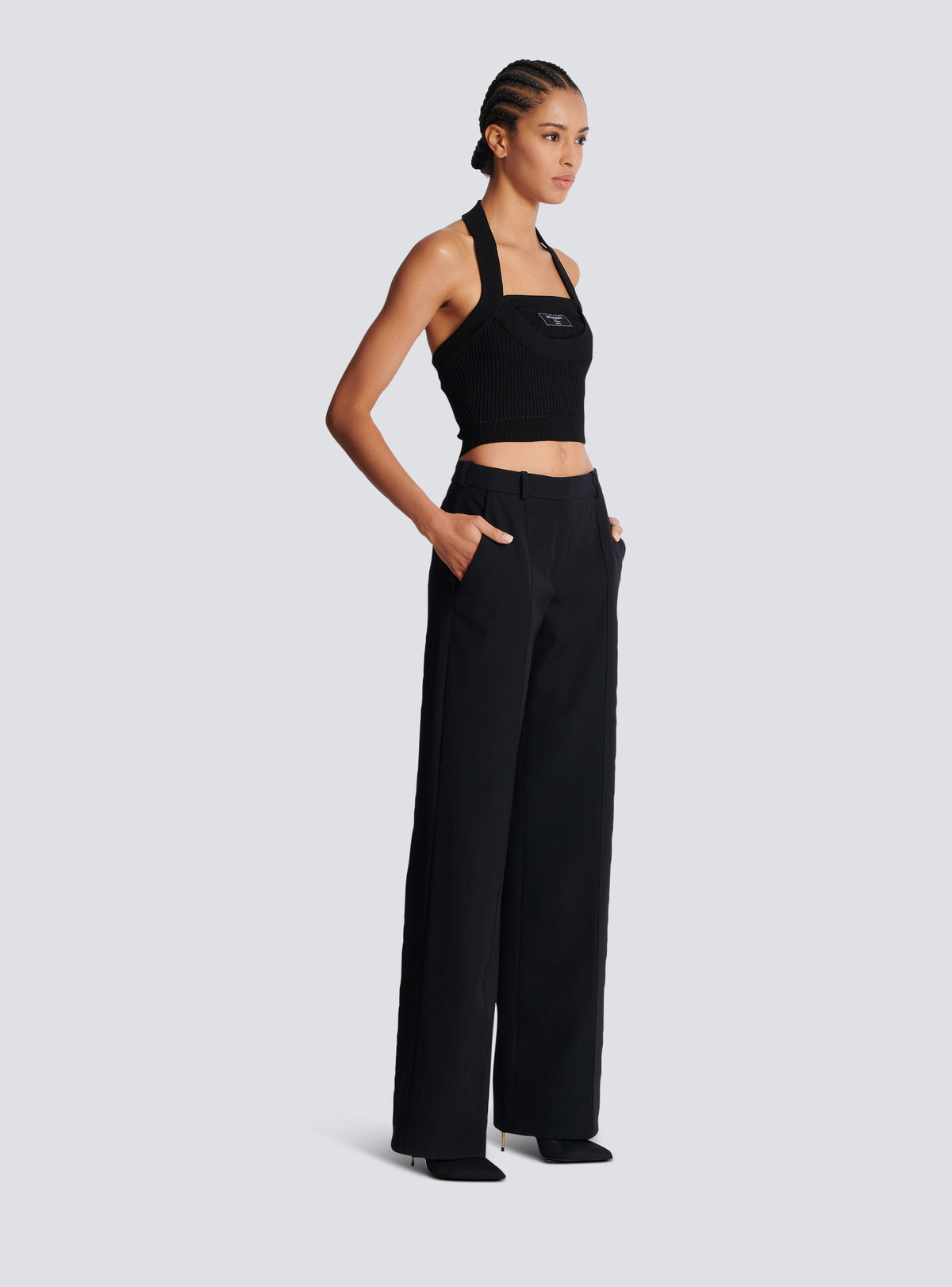 Pantalon de tailleur en grain de poudre - Noir