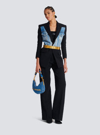 Pantalon de tailleur en grain de poudre - Noir
