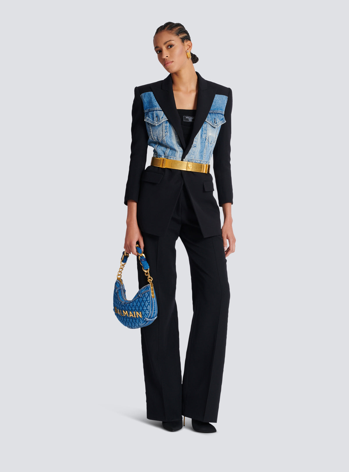 Pantalon de tailleur en grain de poudre - Noir