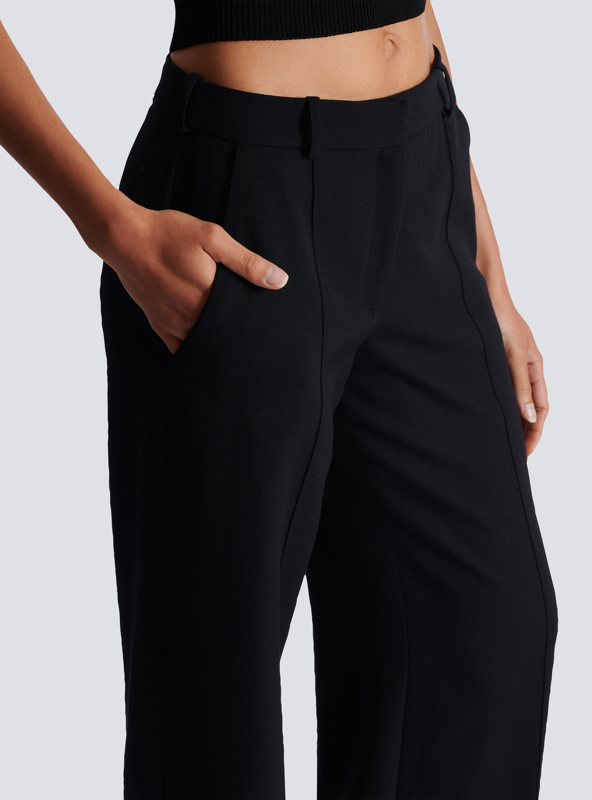 Pantalon de tailleur en grain de poudre - Noir
