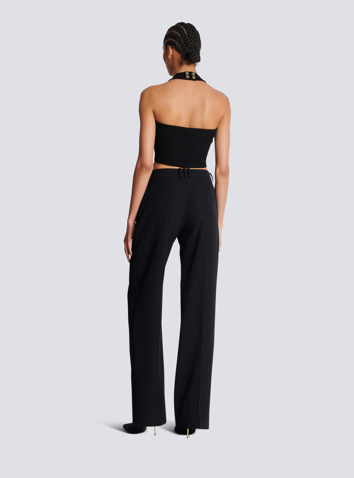 Pantalon de tailleur en grain de poudre - Noir