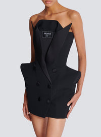 Wool strapless short dress - Black & Black