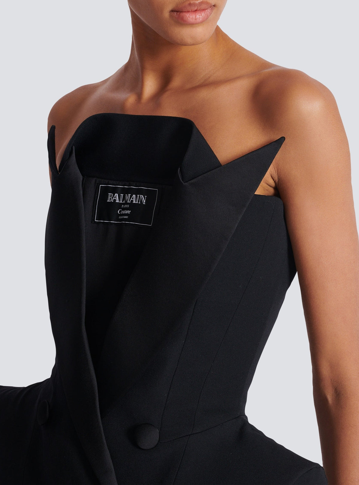 Wool strapless short dress - Black & Black