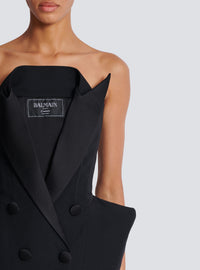 Robe bustier en grain de poudre à basques - Noir & Noir