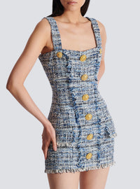 Tweed short dress - Light Jean Blue