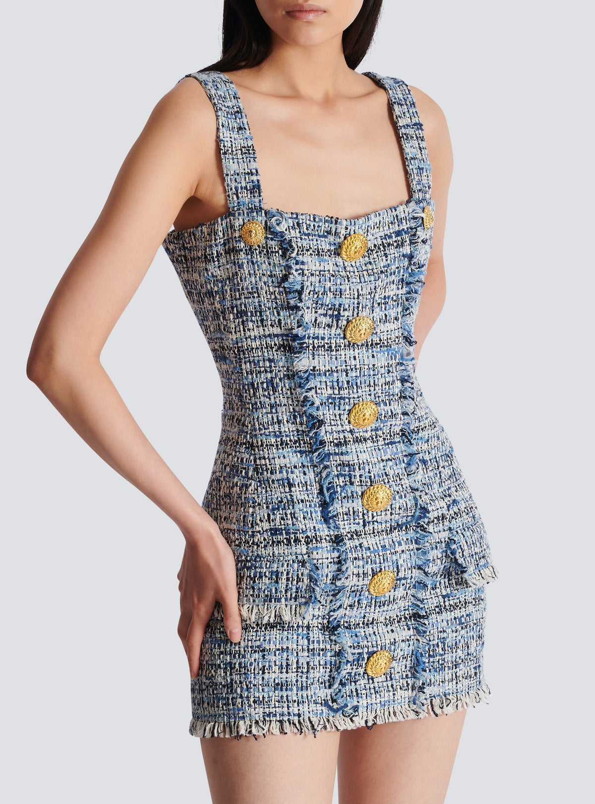 Tweed short dress - Light Jean Blue