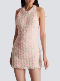 Tweed short dress - Pink & Beige