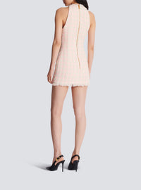 Tweed short dress - Pink & Beige