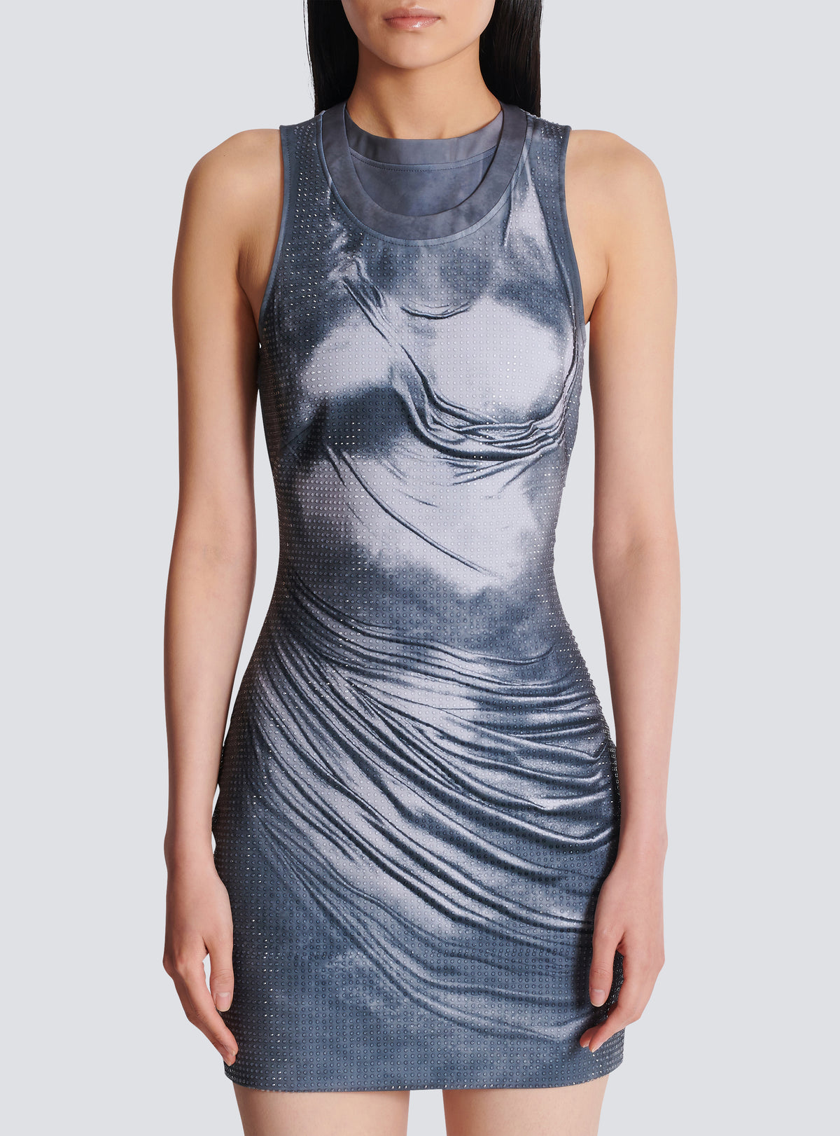 Robe drapée trompe-l’œil - Multi-Gris