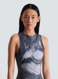 Robe drapée trompe-l’œil - Multi-Gris