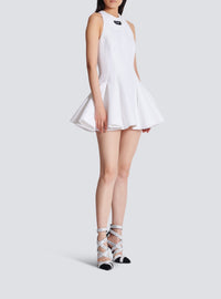 Robe courte évasée à plis - Blanc Optique
