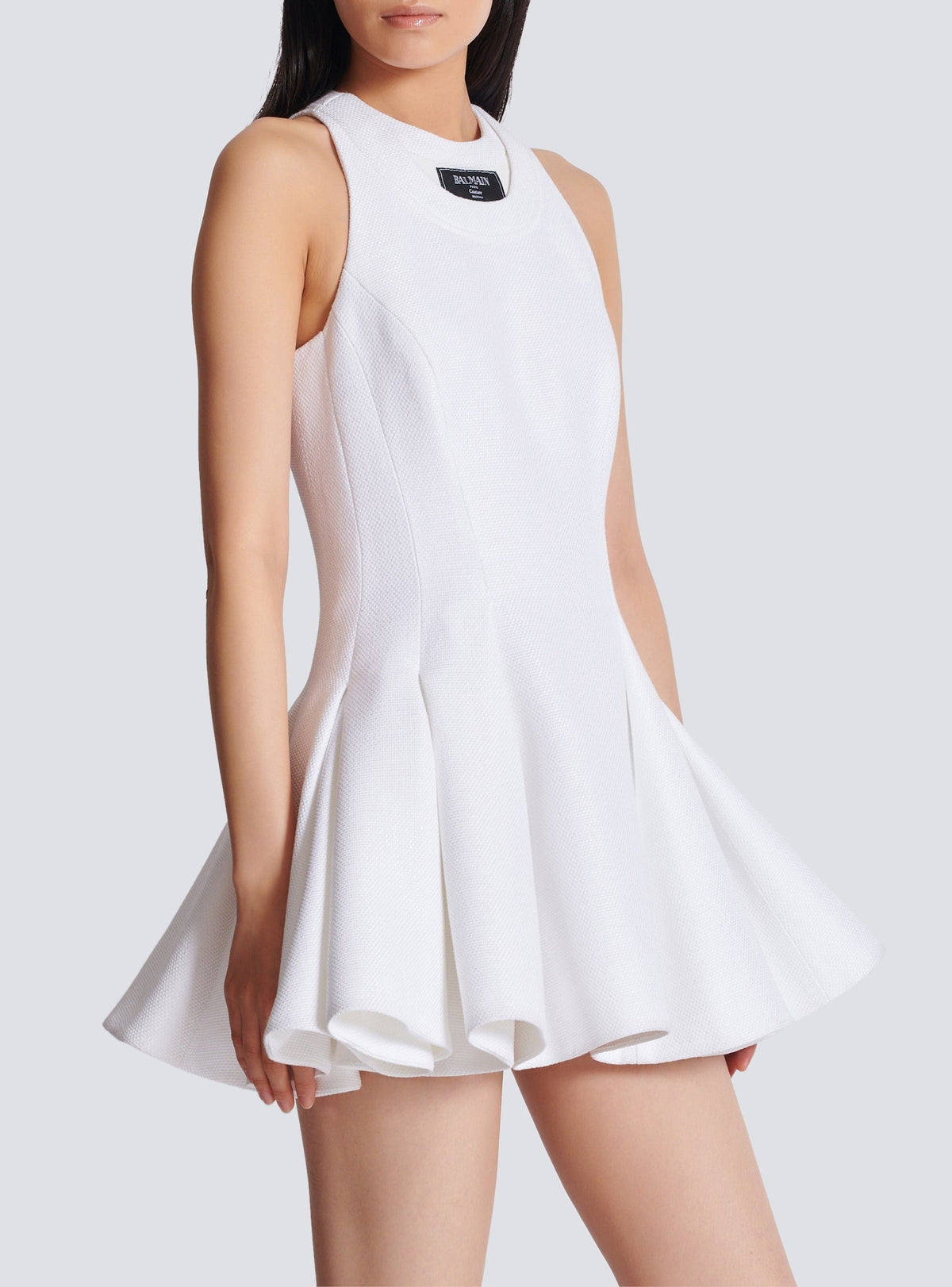 Robe courte évasée à plis - Blanc Optique
