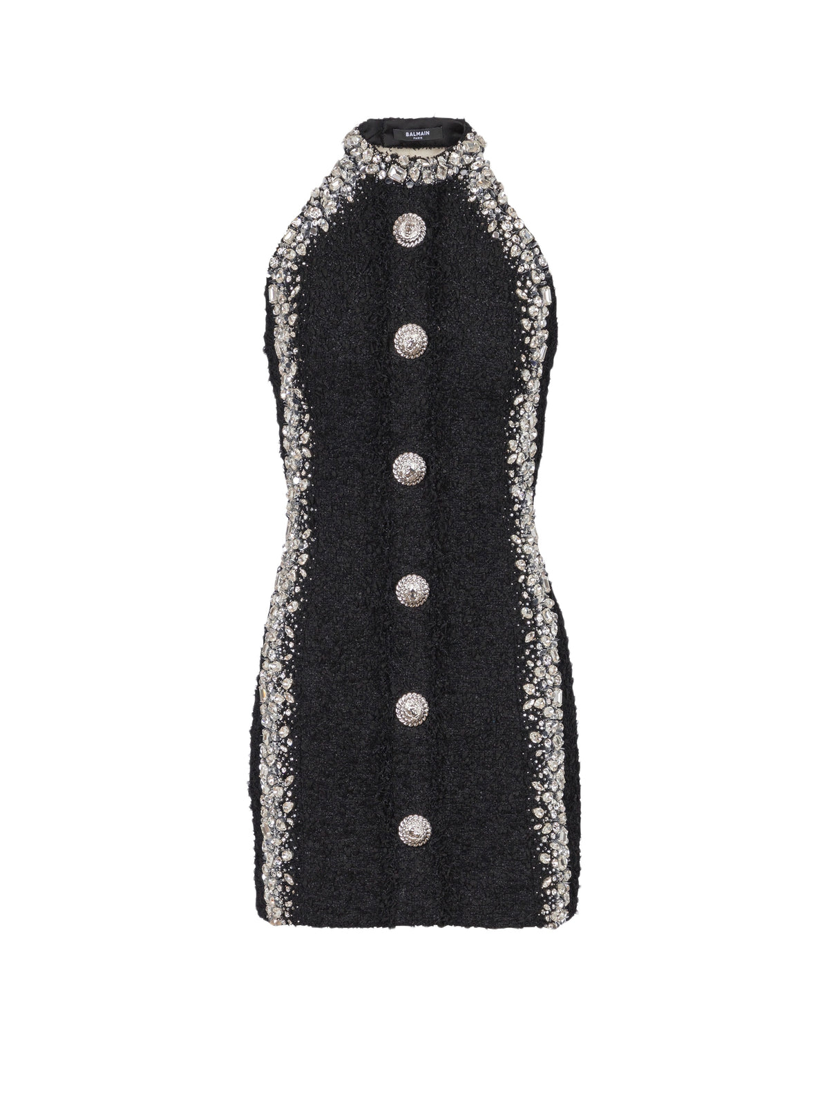 Robe courte brodée boutonnée - Noir & Cristal