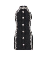 Robe courte brodée boutonnée - Noir & Cristal