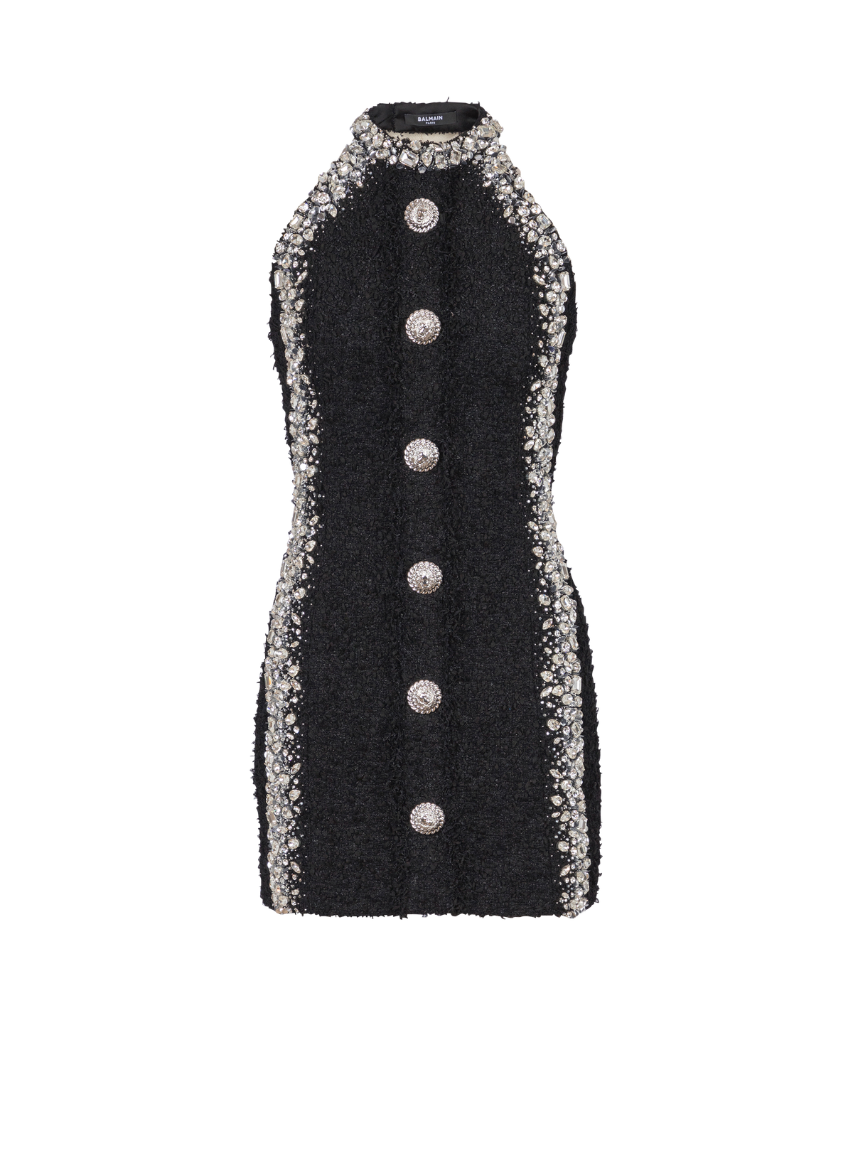Robe courte brodée boutonnée - Noir & Cristal