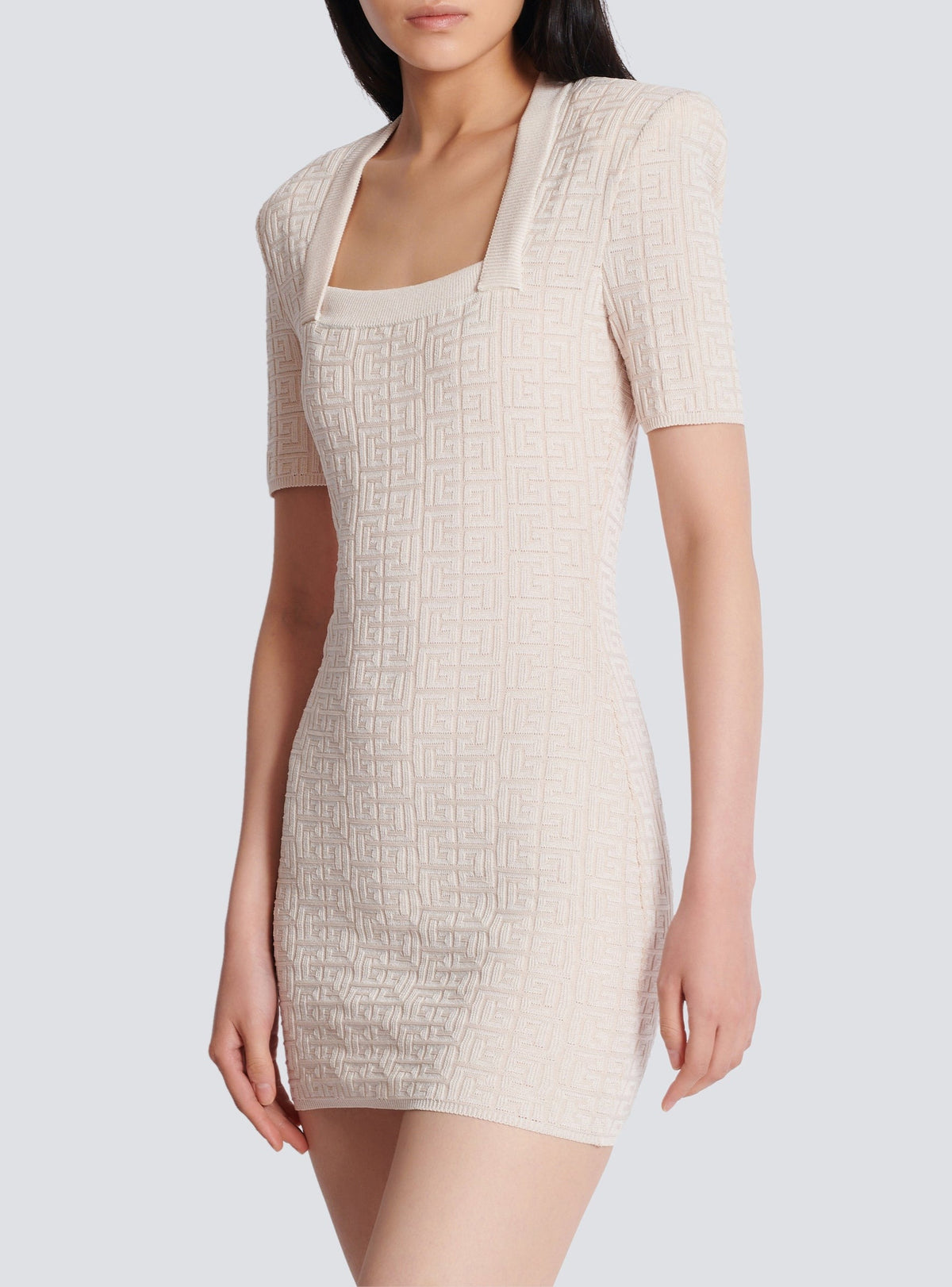 Knit short dress - Nude & Shiny Nude