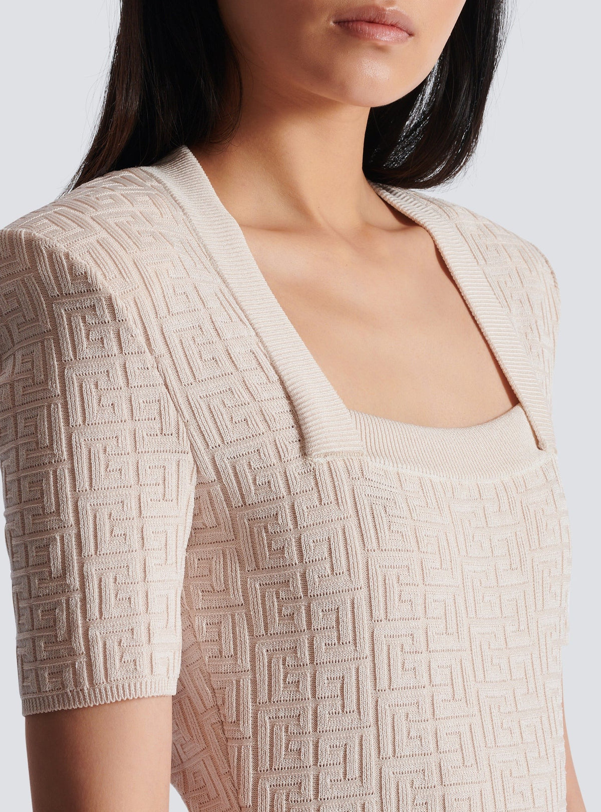 Knit short dress - Nude & Shiny Nude