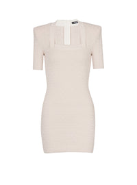 Knit short dress - Nude & Shiny Nude