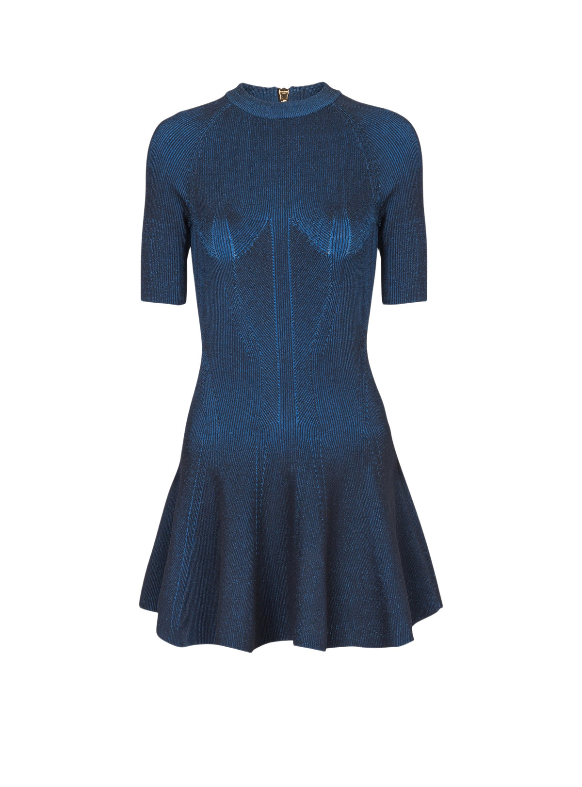 Knit trapeze short dress - Navy & Electric Blue