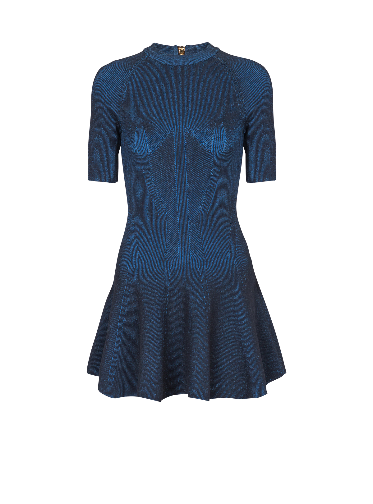 Robe trapèze courte en maille - Marine & Bleu Électrique