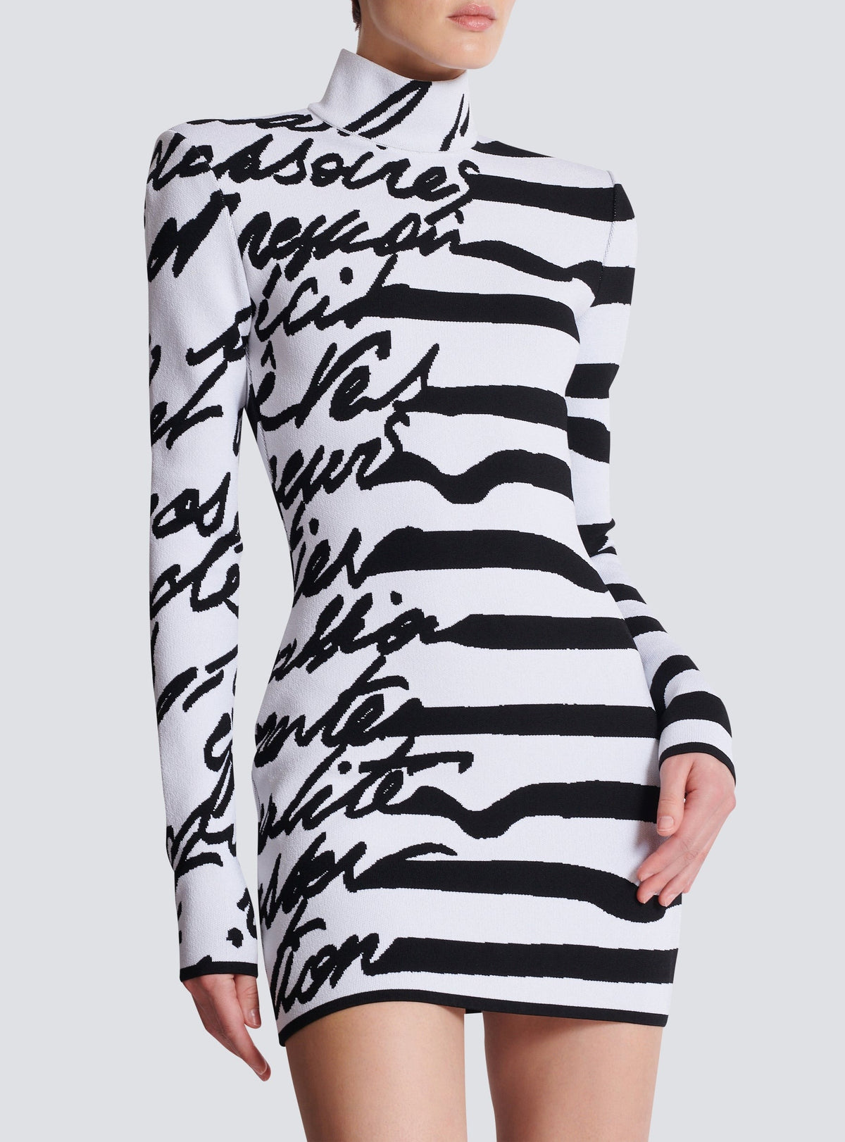 Robe courte marinière en maille - Blanc & Noir