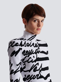 Robe en maille jacquard « lettre d'amour » marinière - Blanc & Noir