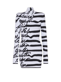 Robe en maille jacquard « lettre d'amour » marinière - Blanc & Noir