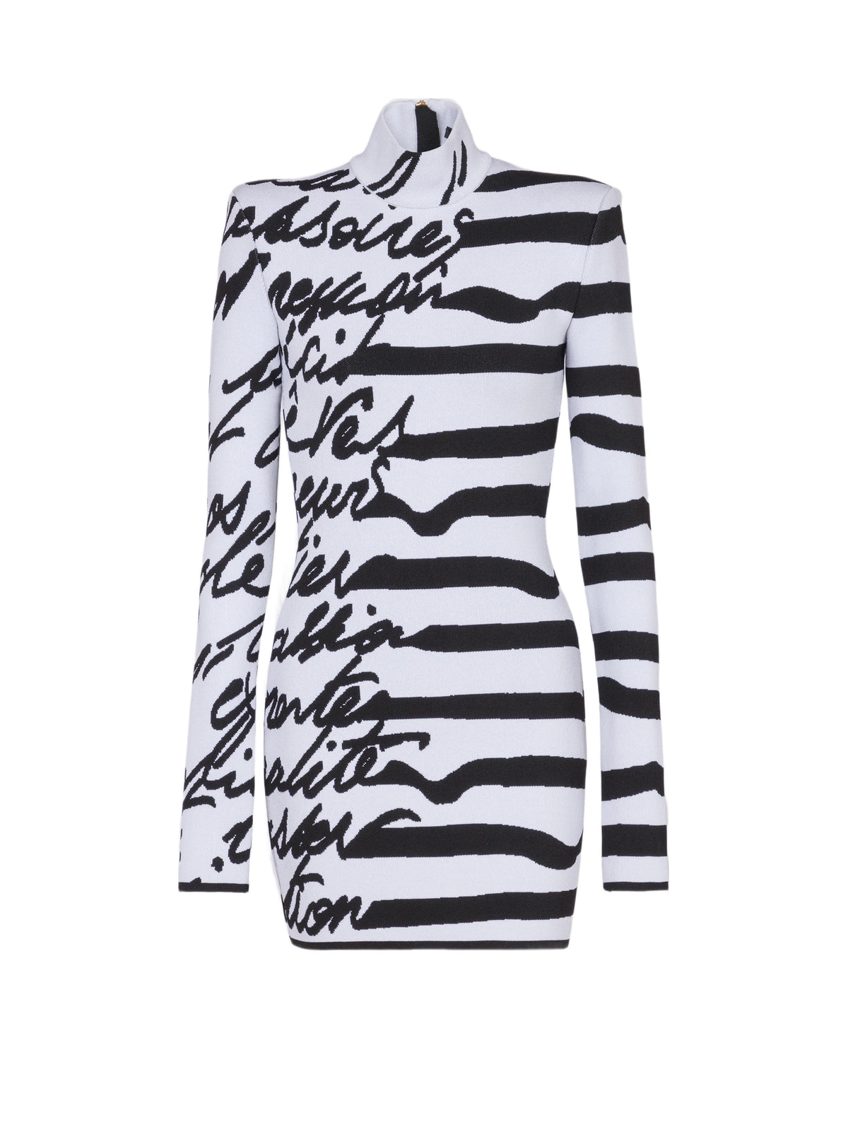 Robe en maille jacquard « lettre d'amour » marinière - Blanc & Noir