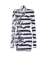 Robe en maille jacquard « lettre d'amour » marinière - Blanc & Noir