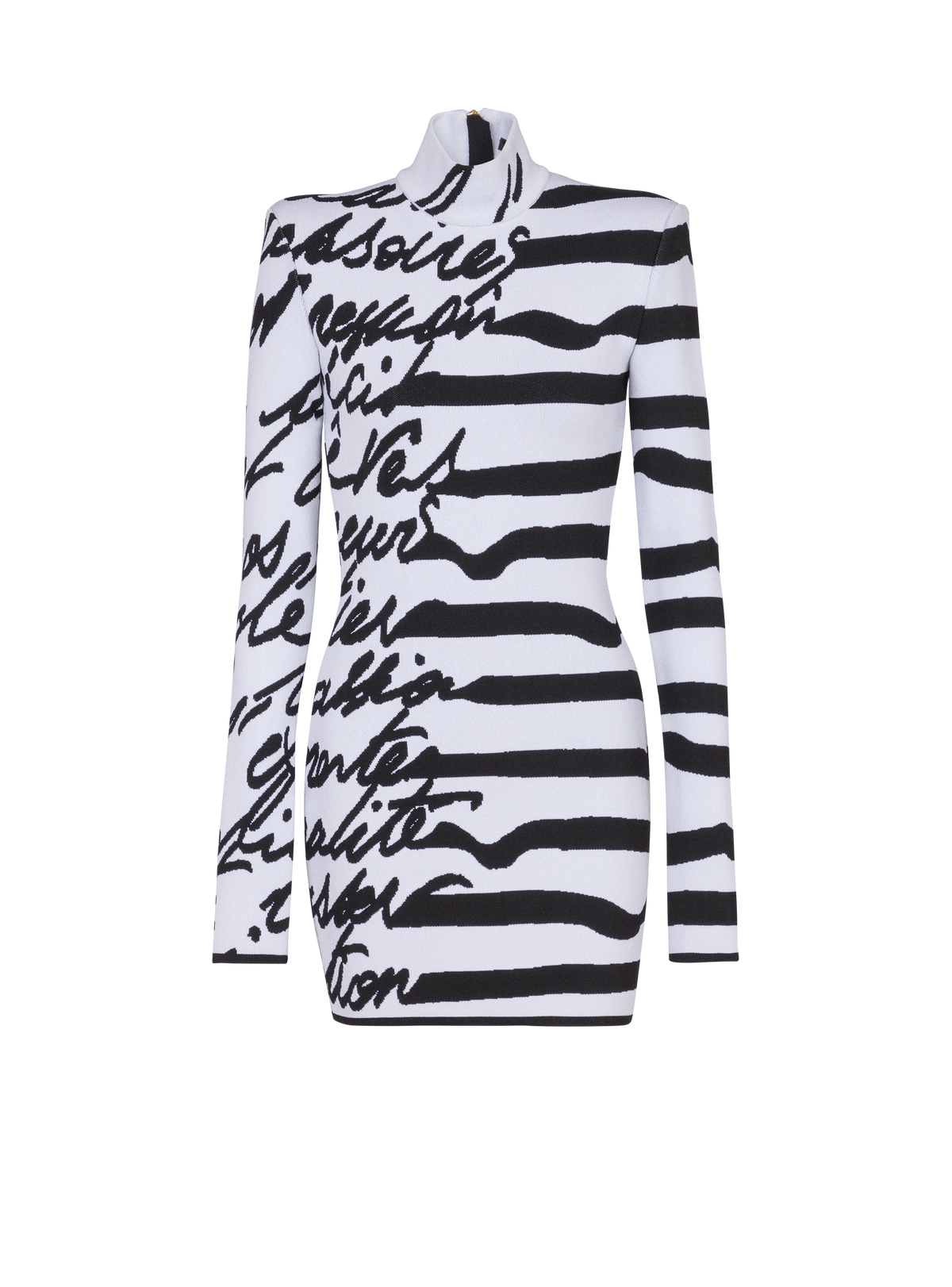 Robe en maille jacquard « lettre d'amour » marinière - Blanc & Noir