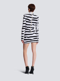 Robe en maille jacquard « lettre d'amour » marinière - Blanc & Noir