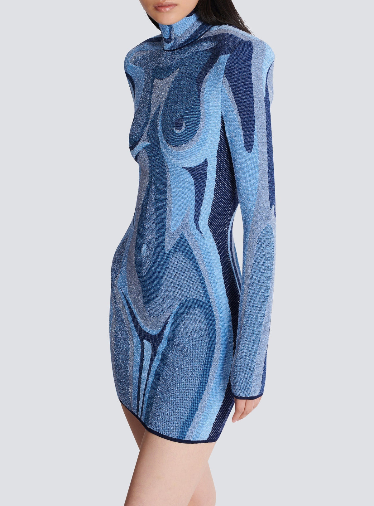Robe courte en maille - Denim
