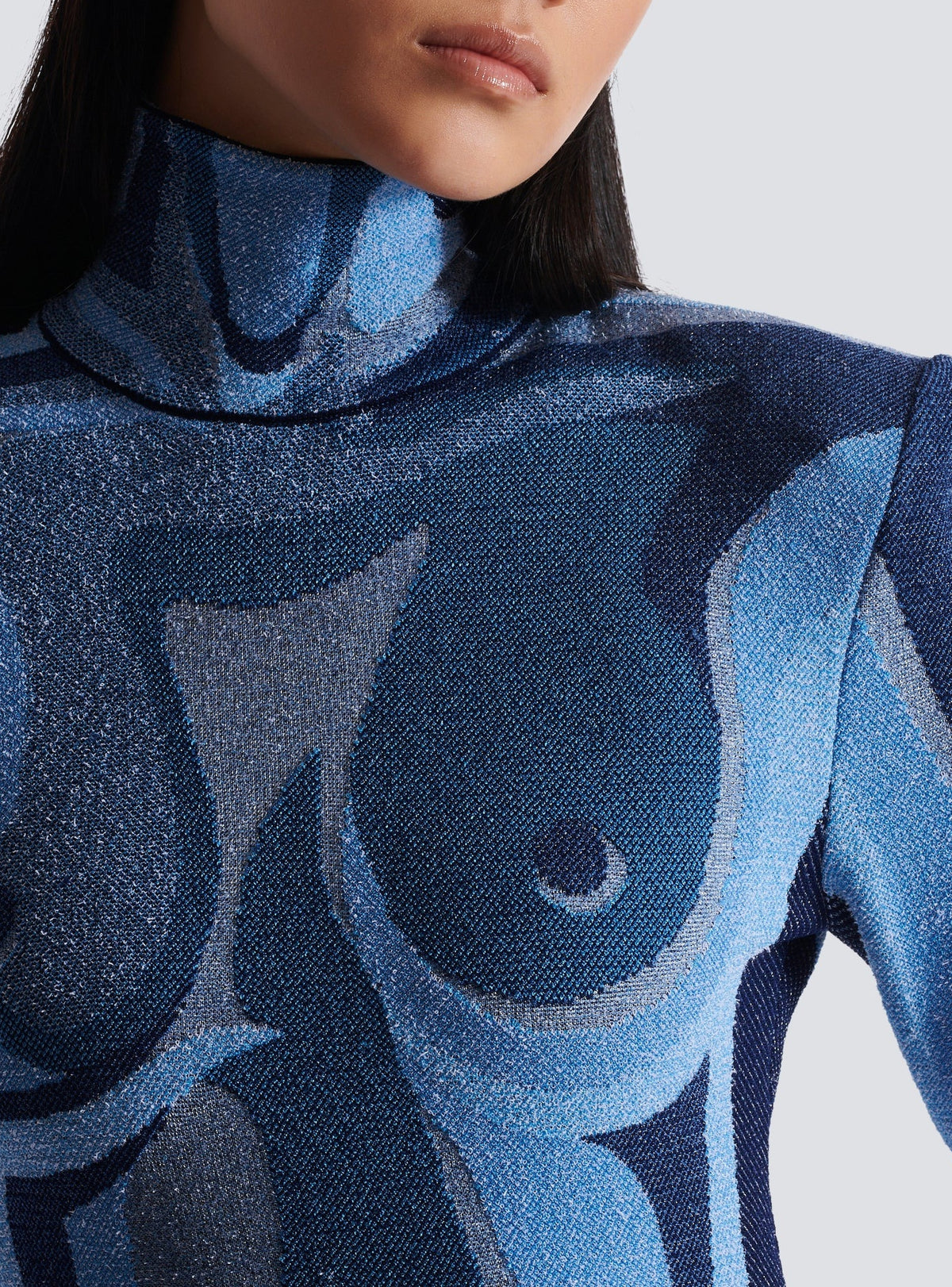 Robe courte en maille - Denim