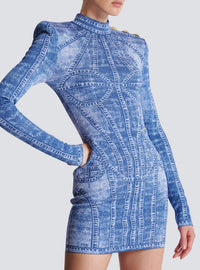 Robe courte en maille - Bleu Jean