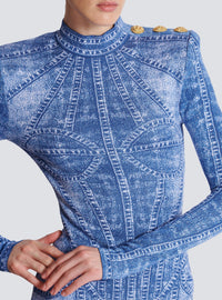 Robe courte en maille - Bleu Jean