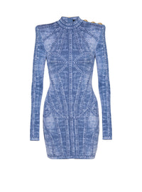 Robe courte en maille - Bleu Jean