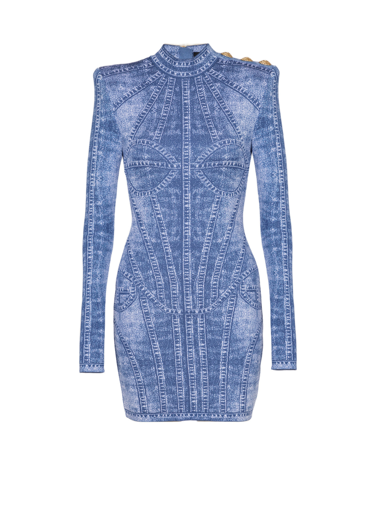 Robe courte en maille - Bleu Jean