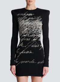 Robe courte brodée « lettre d'amour » - Noir & Cristal