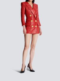 Short topstitched leather dress - Red