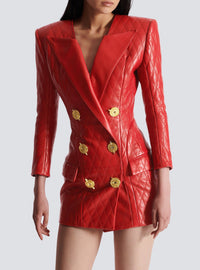 Short topstitched leather dress - Red