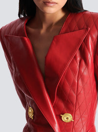 Short topstitched leather dress - Red
