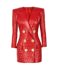 Robe courte en cuir surpiqué - Rouge