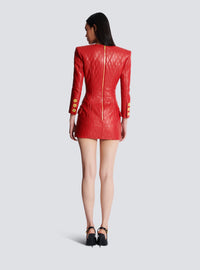 Robe courte en cuir surpiqué - Rouge