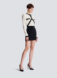 Robe en maille bicolore avec design faux gilet - Naturel & Noir