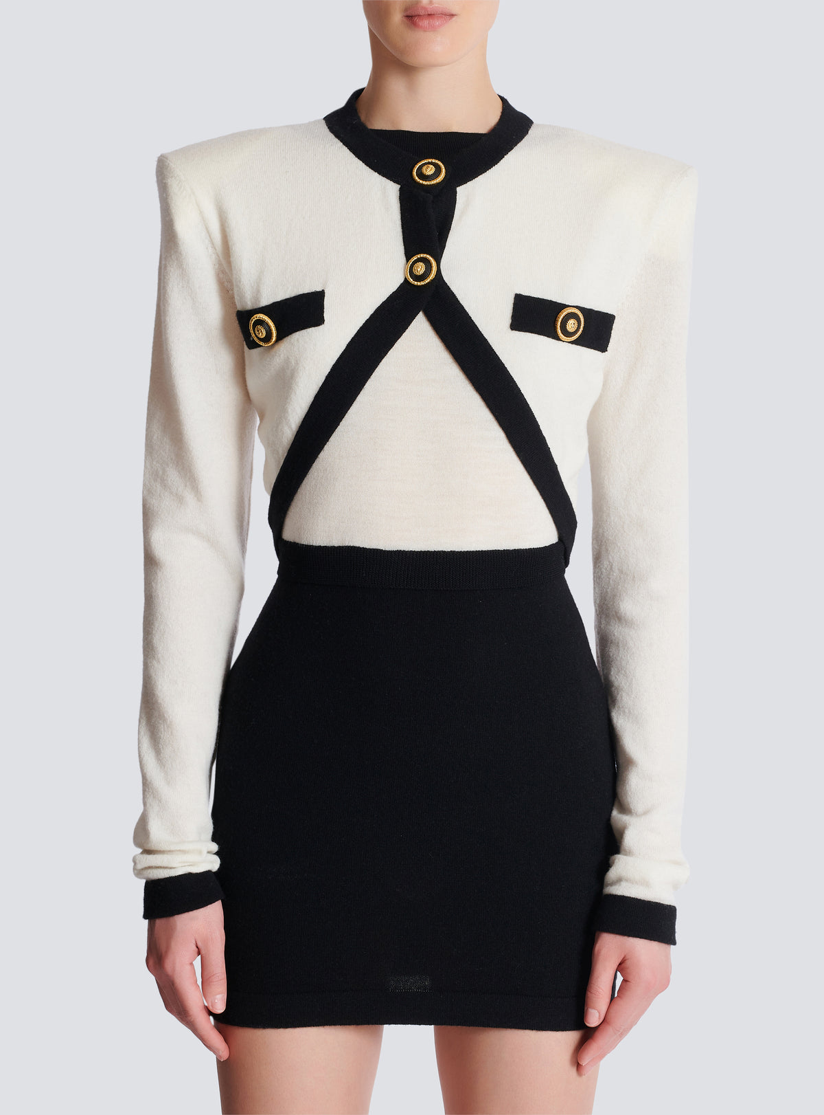 Robe en maille bicolore avec design faux gilet - Naturel & Noir