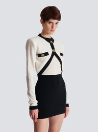Robe en maille bicolore avec design faux gilet - Naturel & Noir